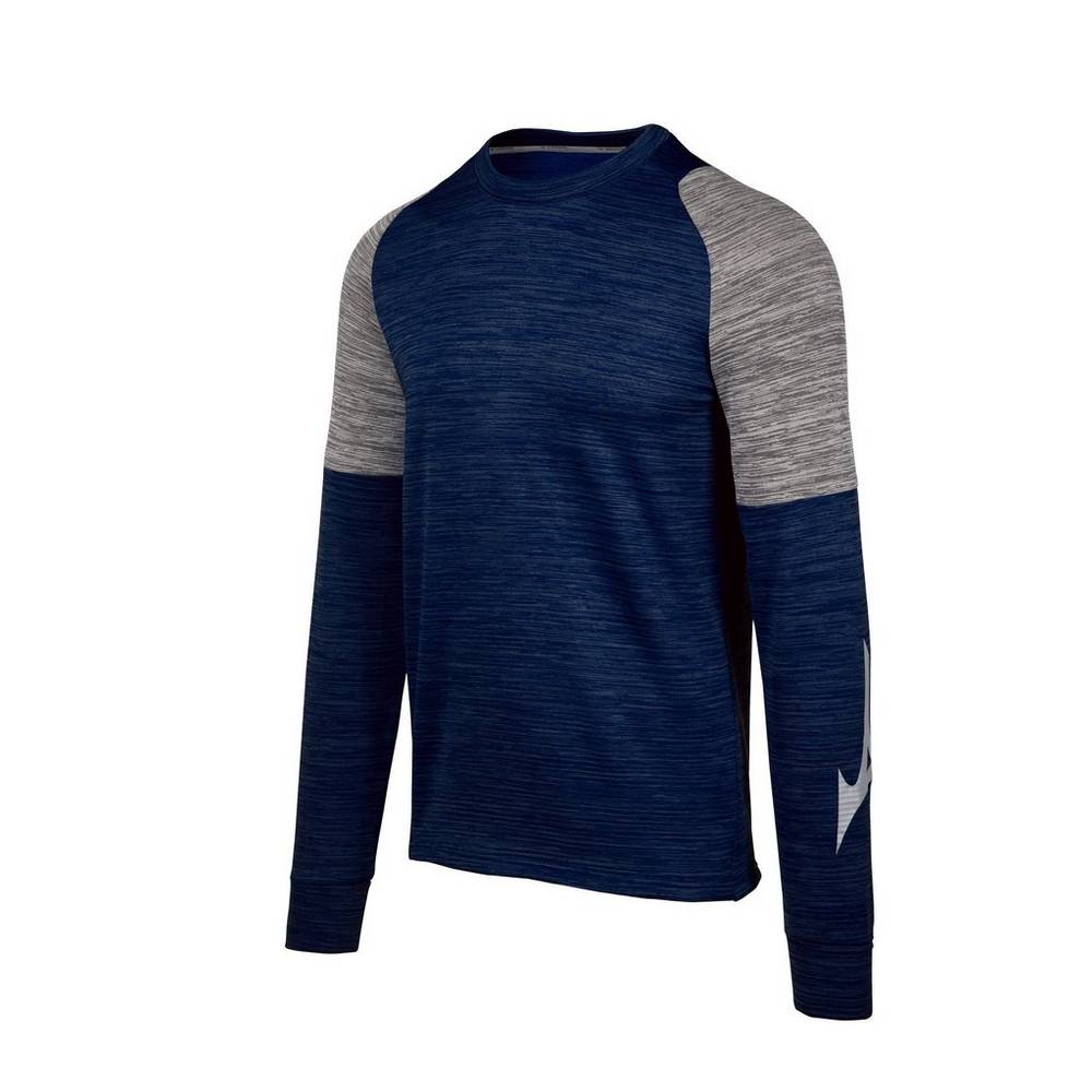 Maglietta Mizuno Velocity Long Sleeve Crew Uomo - Blu Marino - 95624-UWVQ